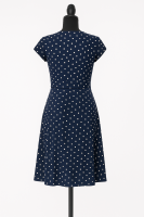 Cozymomstyle navy blue white polka dot dress for pregnant women, breastfeeding, office