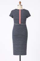Cozymomstyle navy blue striped zipper maternity dress medium size for office