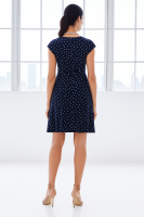 Cozymomstyle navy blue white polka dot dress for pregnant women, breastfeeding, office