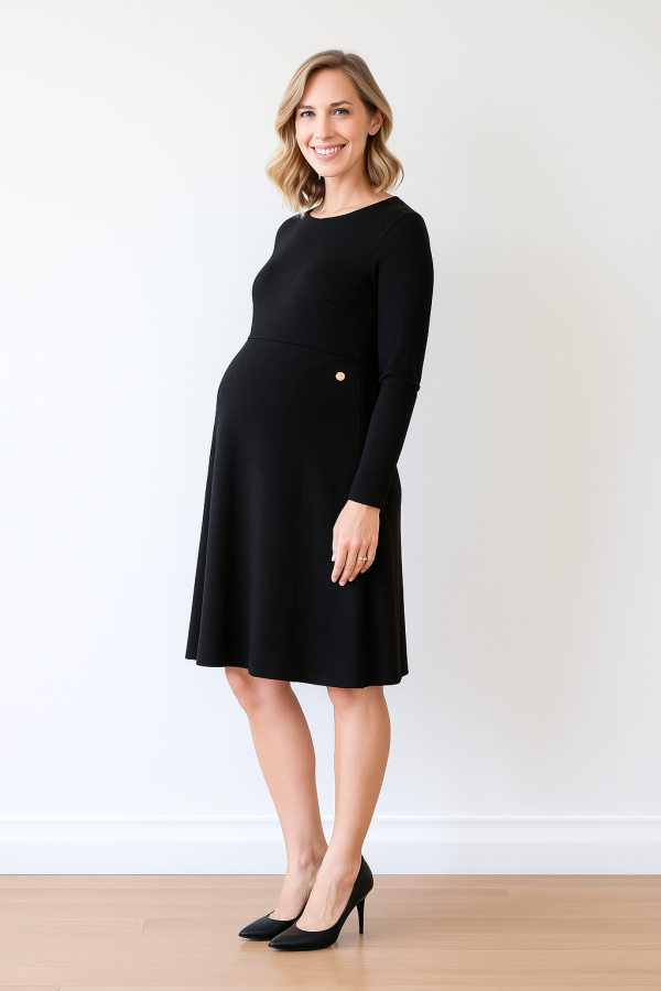 CozymomStyle Ponte Black Knitted Maternity Office Dress