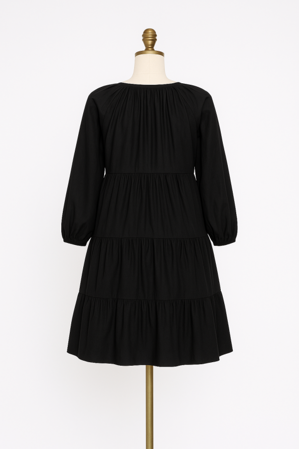 Cozymomstyle Black Tiered Front Button Dress NWT 3/4 Sleeves Destination Maternity