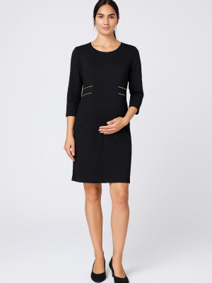Cozymomstyle Seraphine Black Stretchy Maternity Dress for Office Women