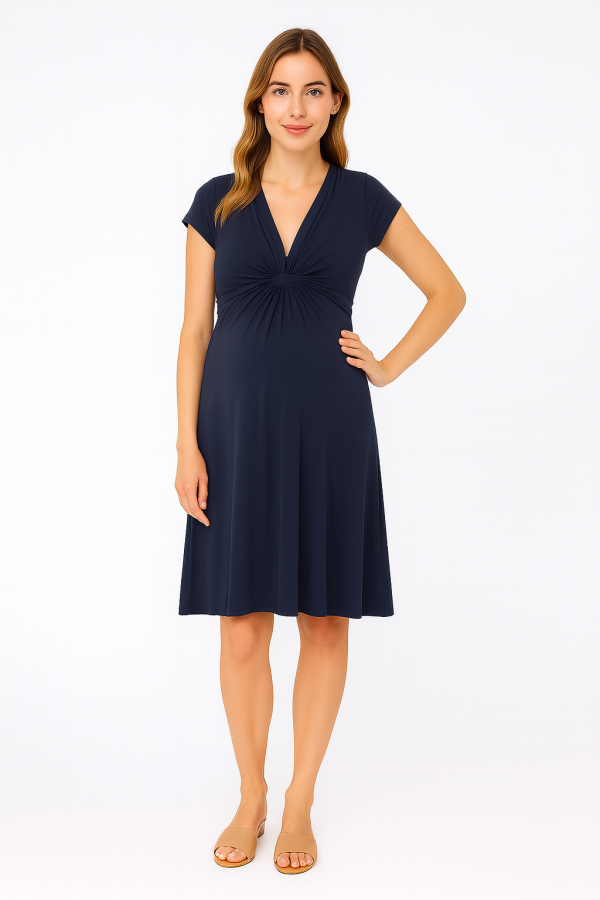 Cozymomstyle Seraphine Knot Front Maternity Work Dress – Navy Office Classic