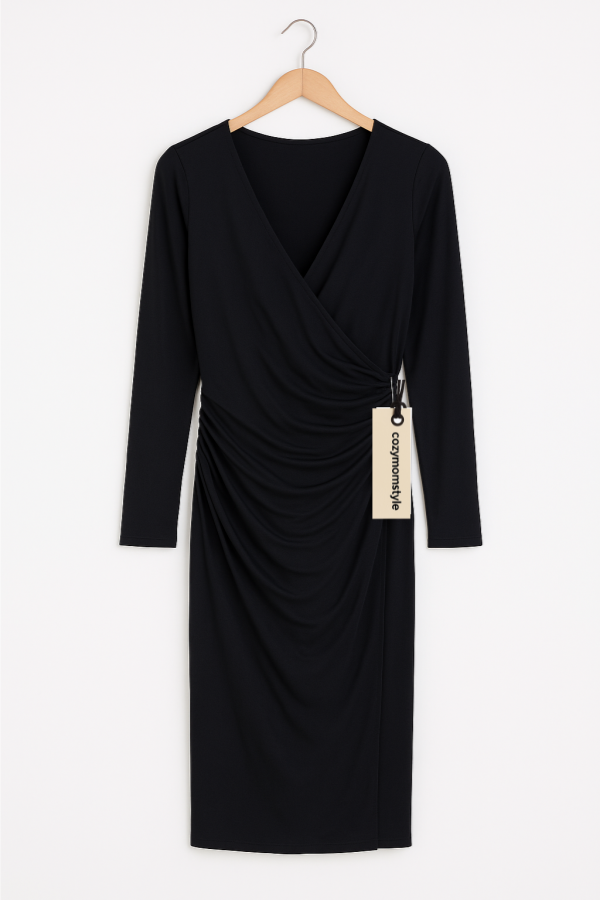 Cozymomstyle Loft Women's Black Surplice V-Neck Knit Jersey Maternity Dress NWT