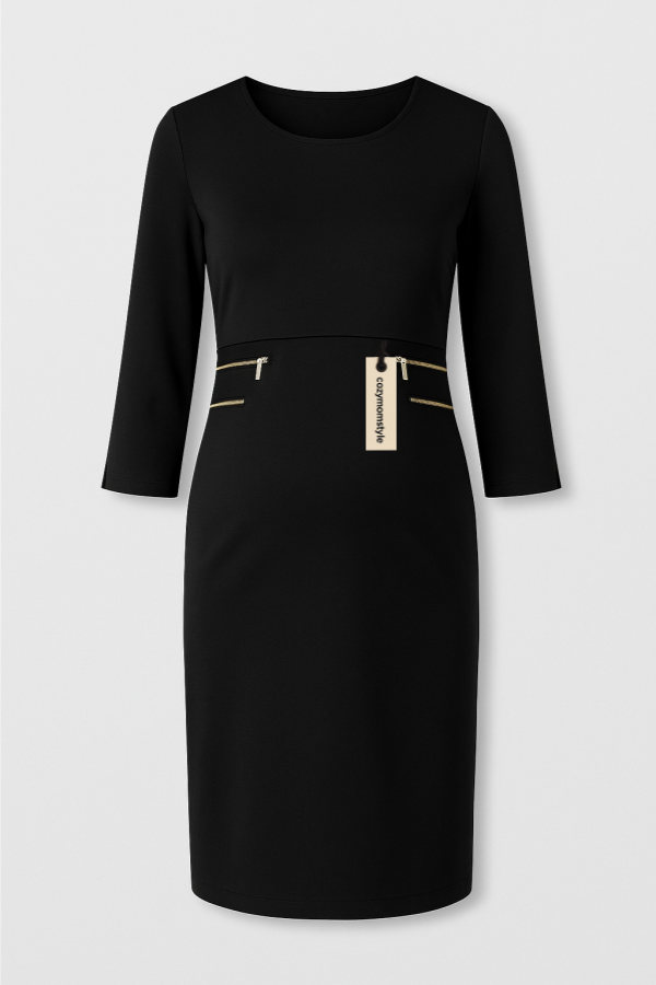 Cozymomstyle Seraphine Black Stretchy Maternity Dress for Office Women
