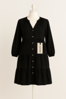 Cozymomstyle Black Tiered Front Button Dress NWT 3/4 Sleeves Destination Maternity