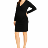 Cozymomstyle Loft Women's Black Surplice V-Neck Knit Jersey Maternity Dress NWT