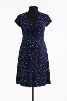 Cozymomstyle navy blue white polka dot dress for pregnant women, breastfeeding, office