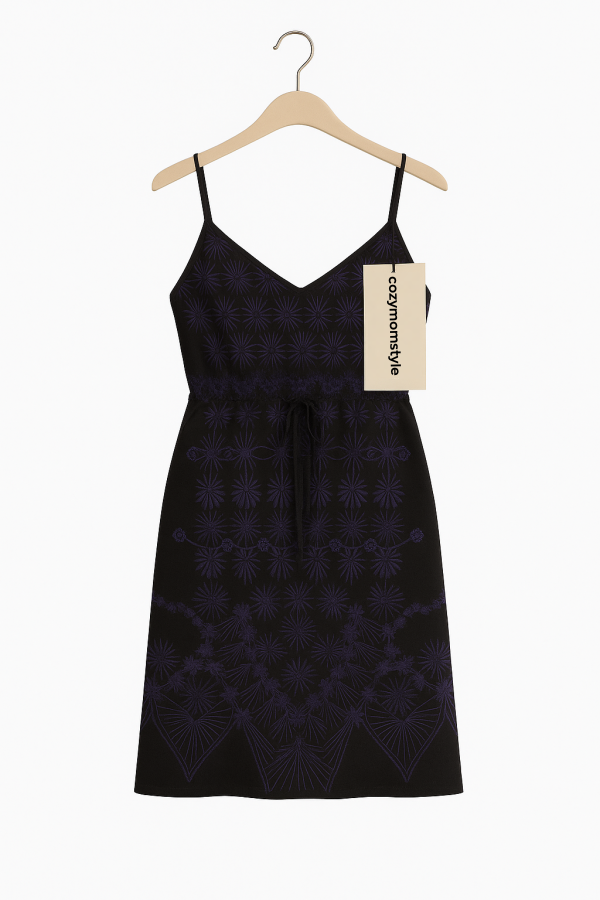 CozymomStyle A Pea in the Pod Dress for Women, Large Waist, Bow Tie, Office, Career, Church, Blue Black