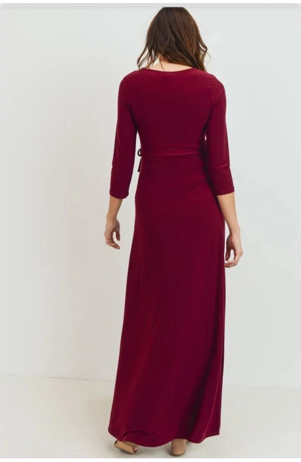 Cozymomstyle Womens Maternity Tie Front Wrap Maxi V- Neck Dress
