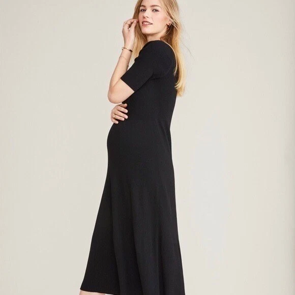 Cozymomstyle Maternity Women's THE VIVIENNE DRESS Black Knit Cotton