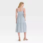 Cozymomstyle Button-Front Tiered Midi Maternity Dress