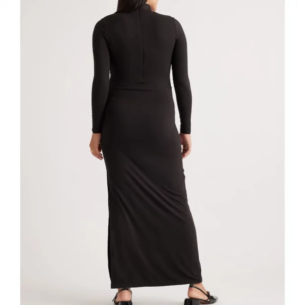 Cozymomstyle Women's Recycled Knit Maternity Mock Neck Maxi Dress