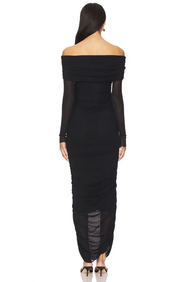 Cozymomstyle Off the Shoulder Evening Gown Maternity Black Stretch