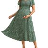 Cozymomstyle 2025 Summer Maternity Dress - Flutter Sleeve Midi for Photoshoot & Baby Shower