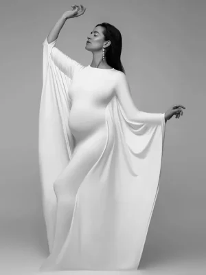 Cozymomstyle Women Pregnancy Photoshoot Gown Sleeve Bodycon Maternity Dress Photography