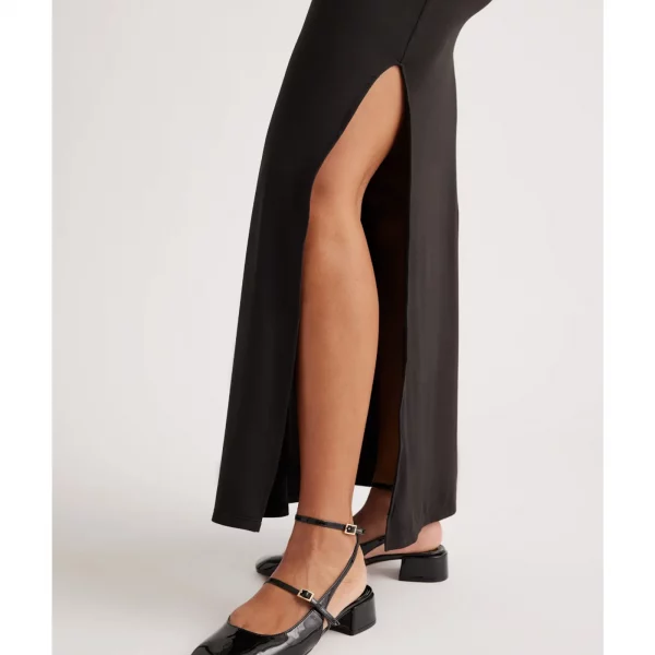 Cozymomstyle Women's Recycled Knit Maternity Mock Neck Maxi Dress