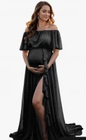 Cozymomstyle Chiffon Off Shoulder Maternity Dress