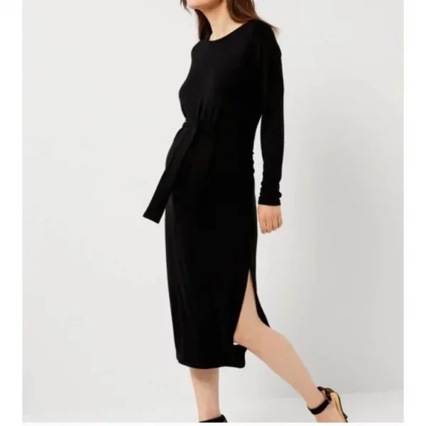 Cozymomstyle BB Dakota Steve Madden Midi Dress Black Tie Waist Maternity  Office Casual