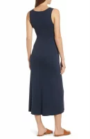 Cozymomstyle Navy Blue Stretch Ribbed Knit RYLAN Midi Maxi Maternity Tank
