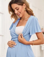 Cozymomstyle Women's Sparkly Glitter Maternity Maxi Dress