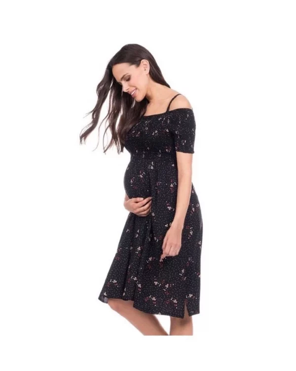 Cozymomstyle Seraphine Maternity Floral Off Shoulder Dress