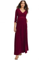 Cozymomstyle Womens Maternity Tie Front Wrap Maxi V- Neck Dress