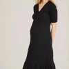 Cozymomstyle Maternity Women's THE VIVIENNE DRESS Black Knit Cotton