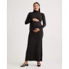 Cozymomstyle Women's Recycled Knit Maternity Mock Neck Maxi Dress
