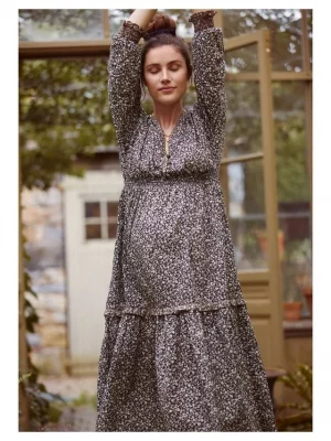 Cozymomstyle Maternity Women's THE ELOISE DRESS Midi Black Blossom