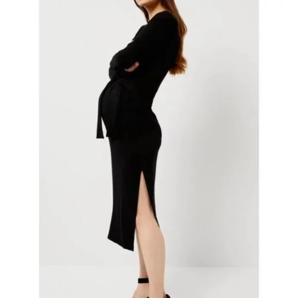Cozymomstyle BB Dakota Steve Madden Midi Dress Black Tie Waist Maternity  Office Casual