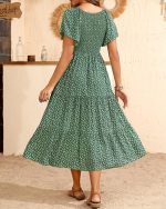 Cozymomstyle 2025 Summer Maternity Dress - Flutter Sleeve Midi for Photoshoot & Baby Shower