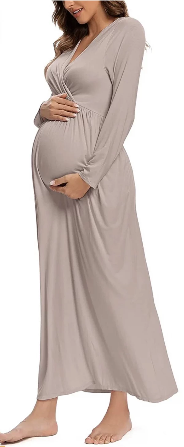 Cozymomstyle Maternity Dress for Baby Shower Fall Long Sleeve Photoshoot Dress Casual