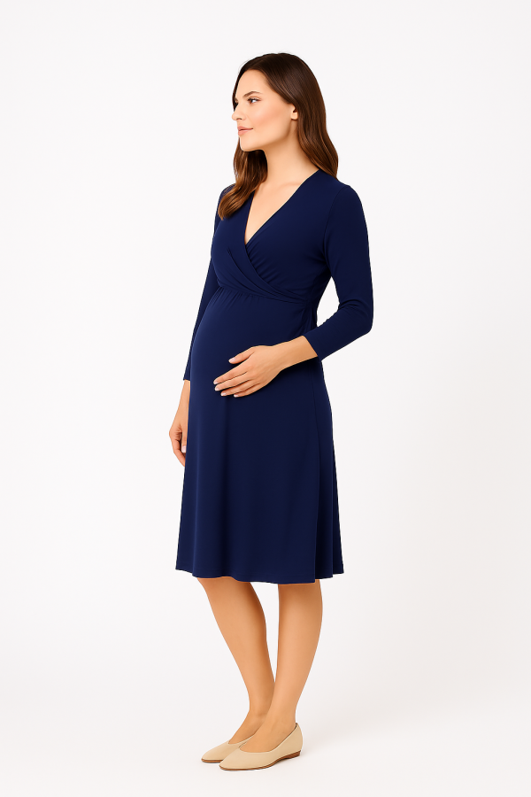 Cozymomstyle Women's V-Neck Wrap Dress, Blue – Office