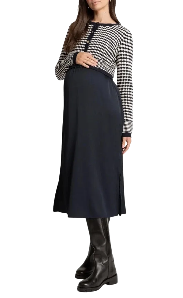 Cozymomstyle Navy Knit Cardigan 2 In 1 Nursing Maternity Dress