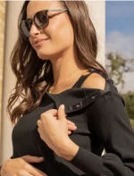 Cozymomstyle Black Soft Knit Jumper Maternity Nursing Dress