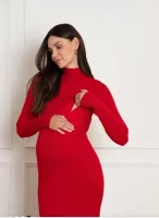 Cozymomstyle New Red Knit Jumper 2 In 1 Nursing Maternity Dress