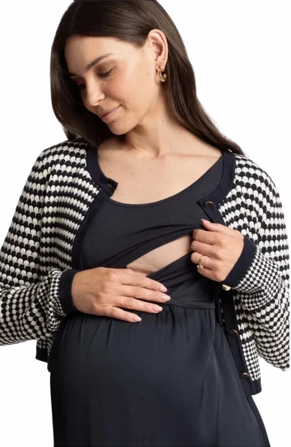Cozymomstyle Navy Knit Cardigan 2 In 1 Nursing Maternity Dress