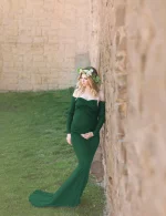 Cozymomstyle Maternity Dress for Photoshoot Maternity Christmas Dress Long Sleeve