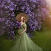 Cozymomstyle Sage Green Maternity Robes Photoshoot Tulle Ruffles Pregnancy Dress Baby Shower