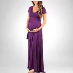 Cozymomstyle Maternity Small Purple Short Sleeve Maxi Dress