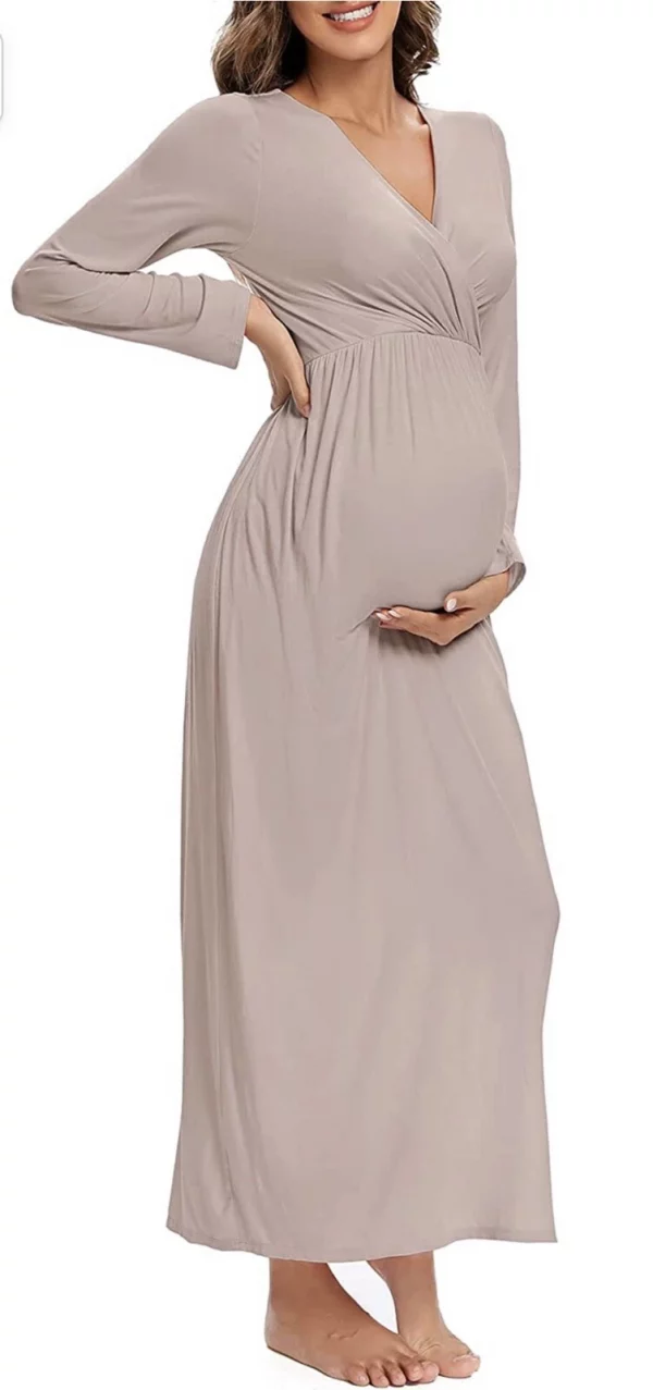 Cozymomstyle Maternity Dress for Baby Shower Fall Long Sleeve Photoshoot Dress Casual
