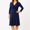 Cozymomstyle Women's V-Neck Wrap Dress, Blue – Office