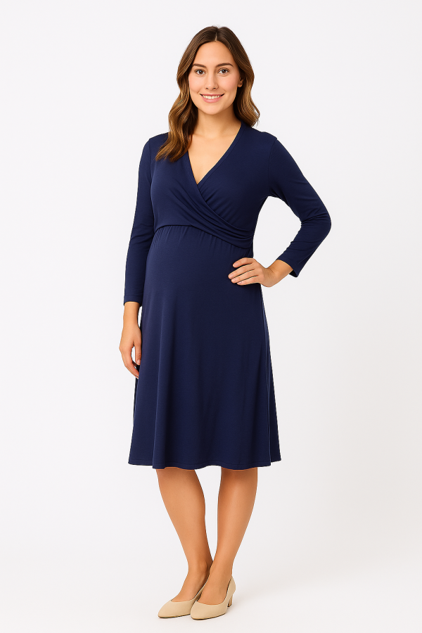 Cozymomstyle Women's V-Neck Wrap Dress, Blue – Office