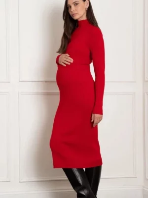 Cozymomstyle New Red Knit Jumper 2 In 1 Nursing Maternity Dress