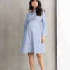 Cozymomstyle Ariadne Cotton & Lyocell Maternity Nursing Stripe Dress