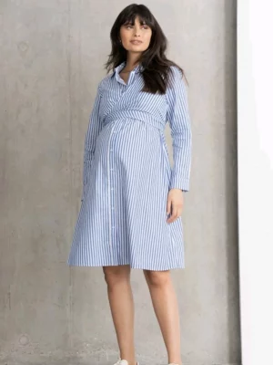 Cozymomstyle Ariadne Cotton & Lyocell Maternity Nursing Stripe Dress