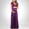 Cozymomstyle Maternity Small Purple Short Sleeve Maxi Dress