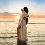 Cozymomstyle Pregnant Women Long Dress Maternity Chiffon Elegant Gown