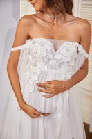 Cozymomstyle Maternity Robes White Tulle Ruffles Baby Shower Star Dresses PhotoShoot Gown
